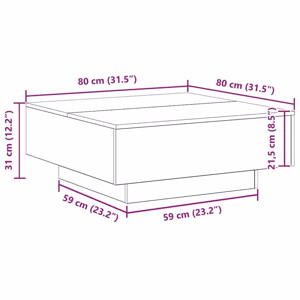 Berkfield Home Modern Black Oak Coffee Table, W/D/H: 80 x 80 x 31 cm – 4