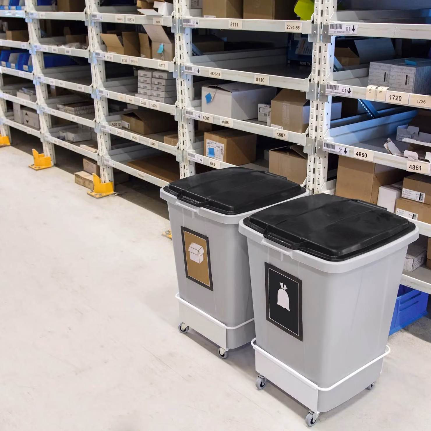 Durabin 90L Grey Square Plastic Recycling Bin with Flip Lid – 2