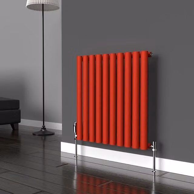 Lux Heat Oval Horizontal Coloured Radiator in Red, W: 60 cm, H: 54 cm