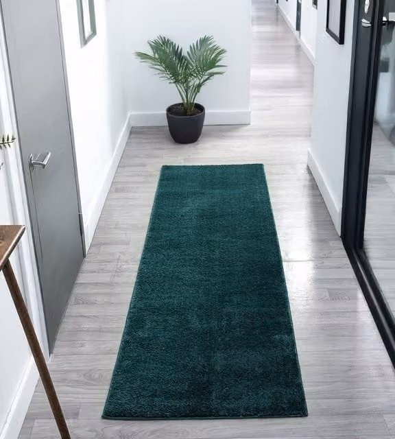 Desire Rugs Plain Modern Rectangular Area Rug, Green, W: 60 cm, L: 200 cm
