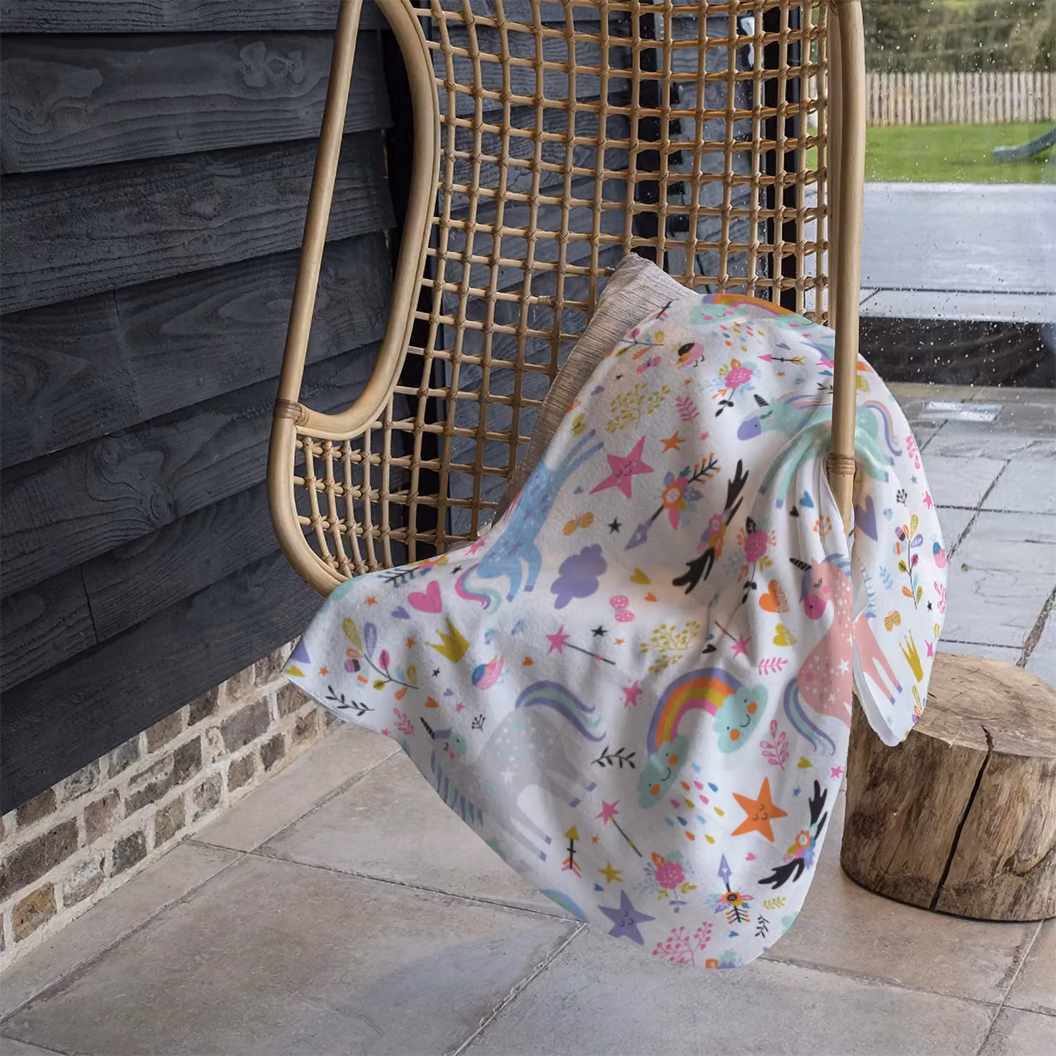 Benjamin Tate Design Unicorns Fleece Blanket in Pink, Beige and Multicolour, W/D/H: 120 x 150 cm – 3