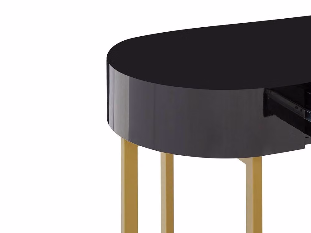 Vente-unique Art Deco Console Desk with 1 Drawer in Black and Gold, Lacquered MDF and Metal – 4