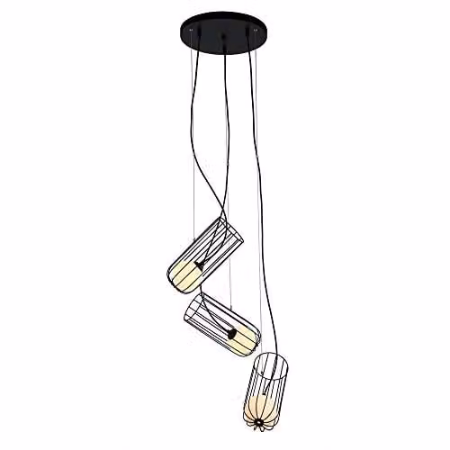Netlighting Modern Suspended Pendant Light with Black and White Cylinder Shades, 3 x G9