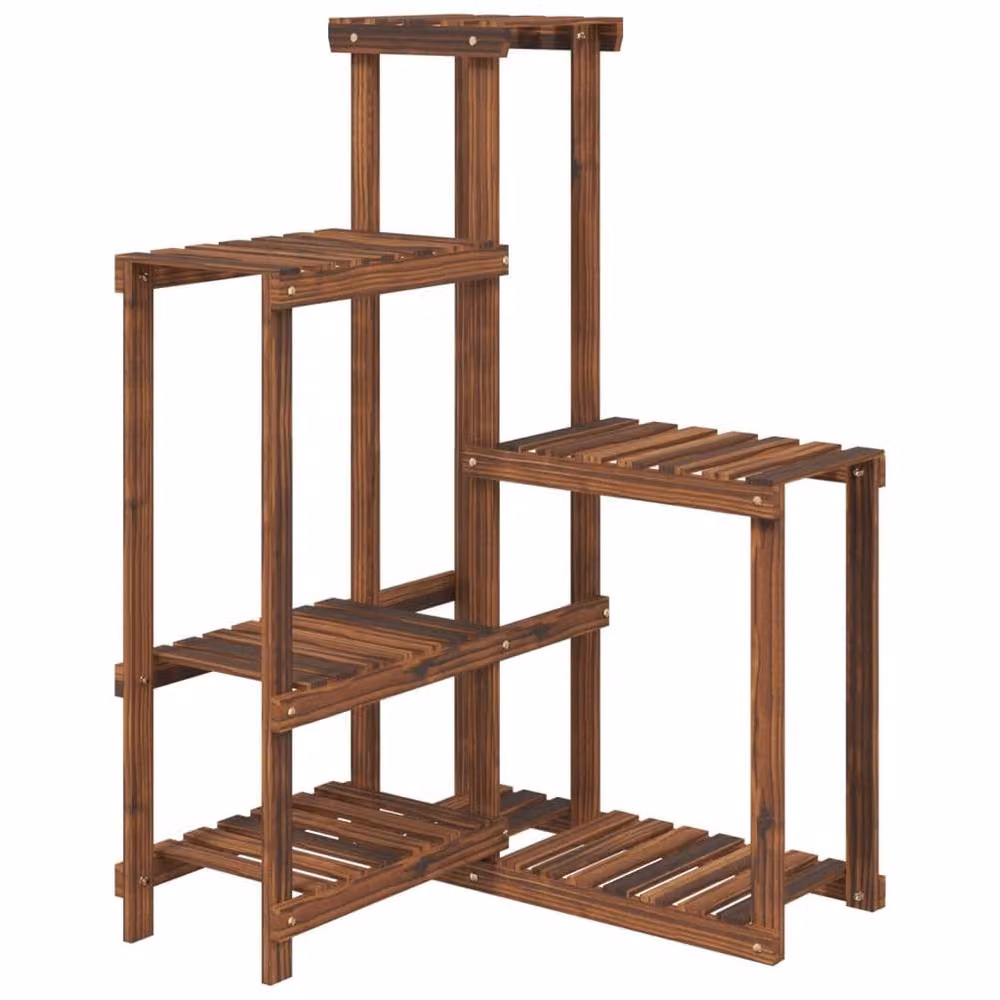 Berkfield Home Elegant Flower Stand in Brown Solid Wood, W/D/H: 61.5 x 61.5 x 101.5 cm – 3
