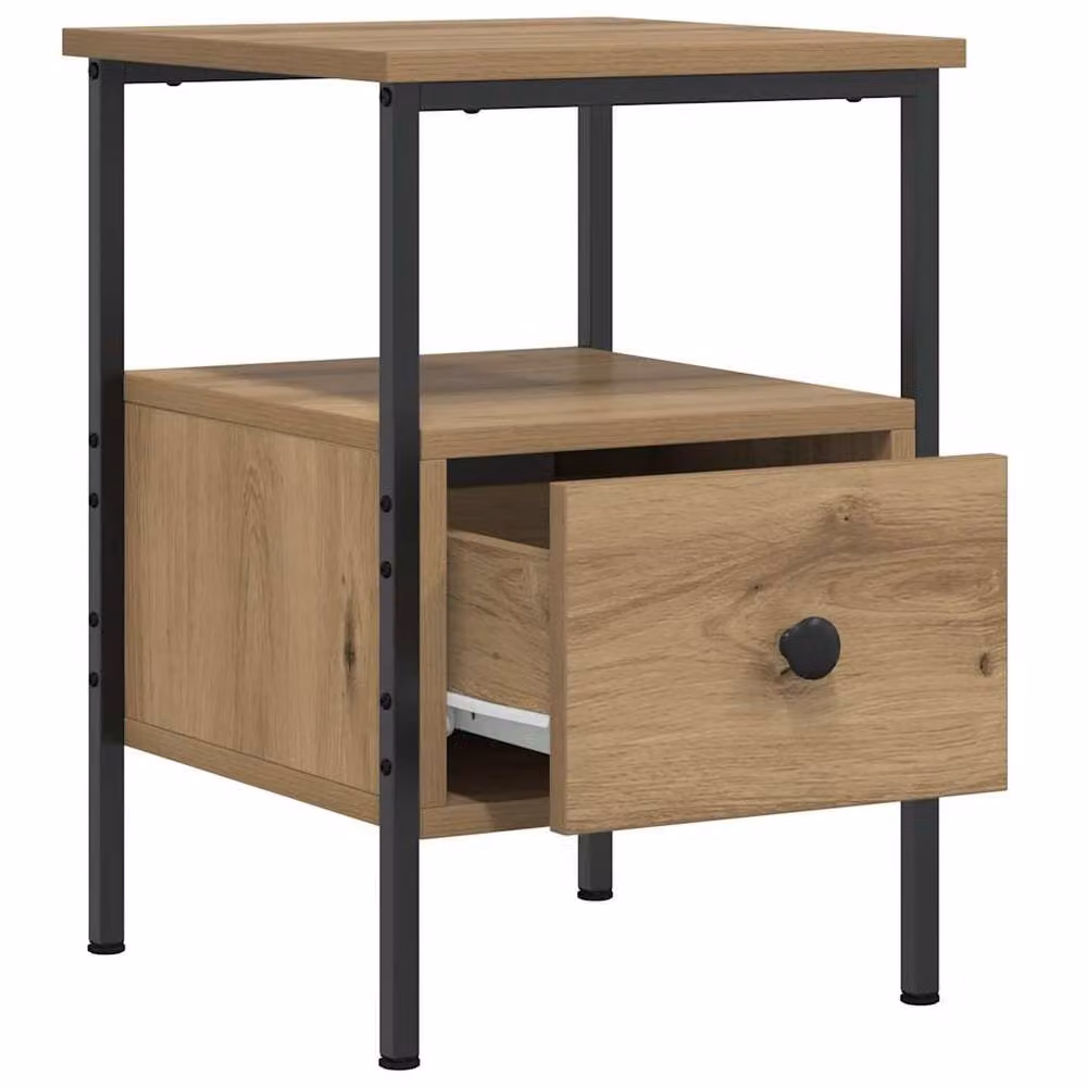 Berkfield Home Set of 2 Artisan Oak Bedside Cabinets in Brown, W/D/H: 34 x 36 x 50 cm – 3