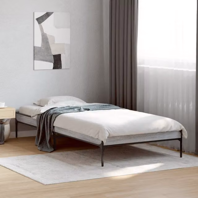Berkfield Home Sonoma Bed Frame in Grey, W/D/H: 90 x 200 cm – 1