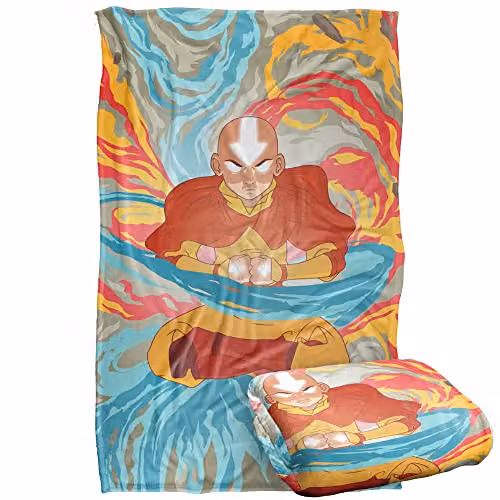 Nickelodeon Avatar The Last Airbender Aang Super Soft Snuggle Blanket, Multicolour, W: 91 cm, D: 147 cm – 1