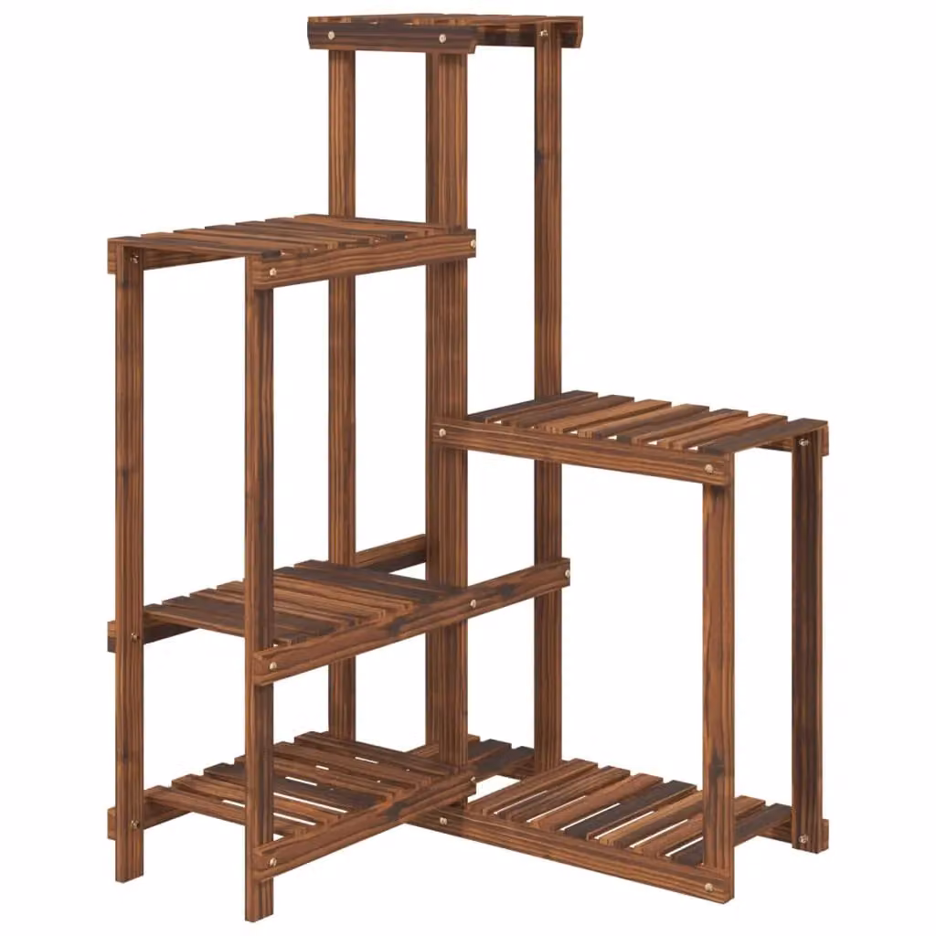 Berkfield Home Retro Solid Wood Fir Flower Stand, Brown, W/D/H: 62.5 x 61.5 x 101.5 cm – 2