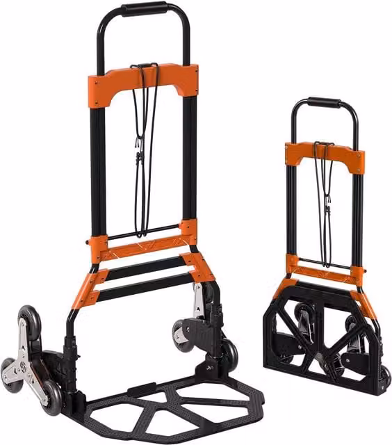 HOMCOM Heavy Duty Foldable Trolley on Wheels, Black and Orange – 1