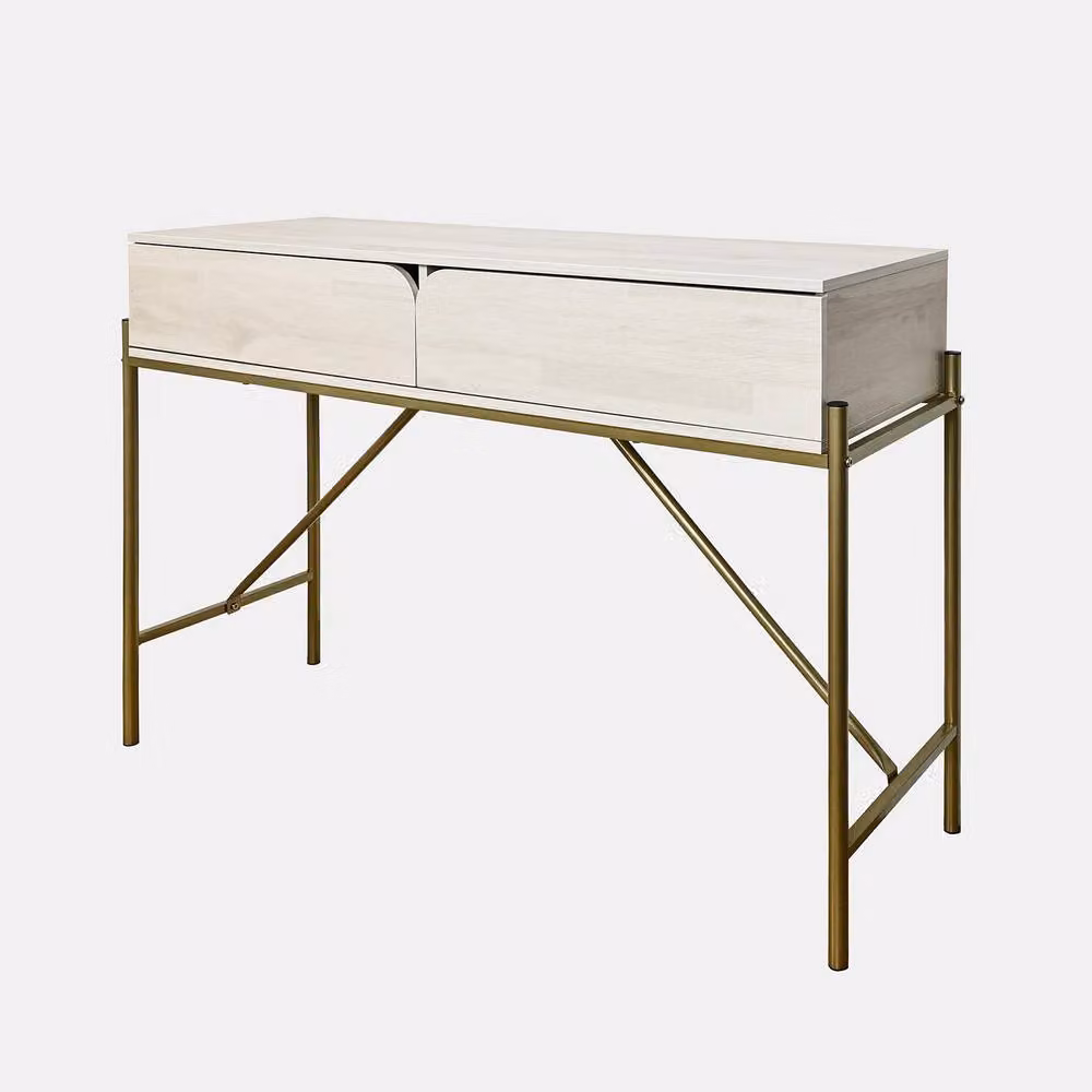 OHS Modern Curved Dressing Table with 2 Drawers in Light Stone – 2