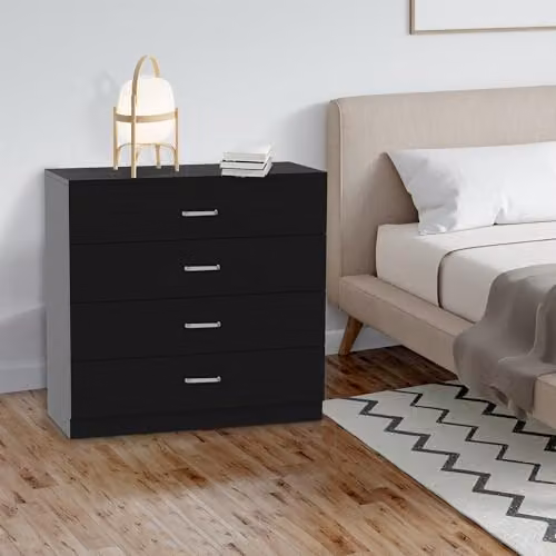 Alivio 4 Drawer Bedside Cabinet and Nightstand in Black – 7