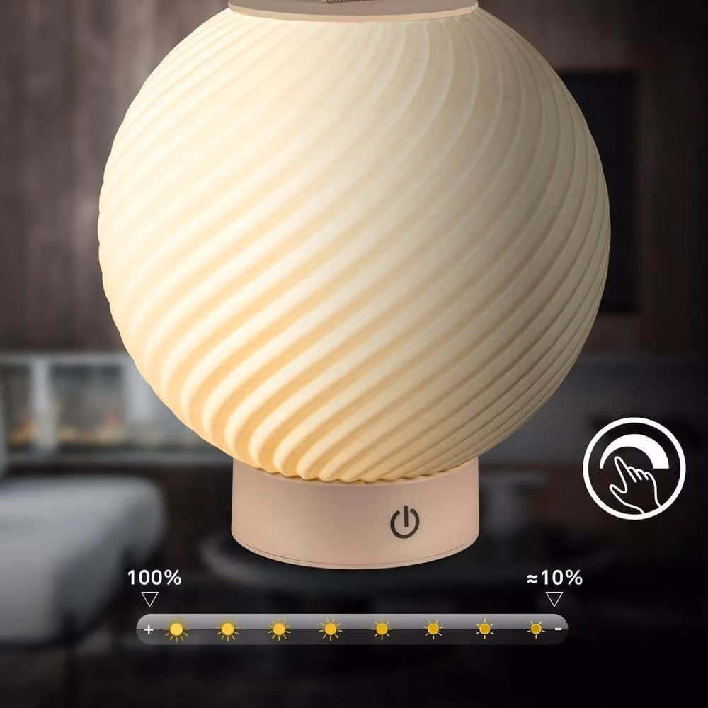 Briloner Rechargeable LED Table Lamp in Beige with Touch Control, Dimmable Warm White Light and IP44 Rating, H 25 cm x W 18 cm – 3
