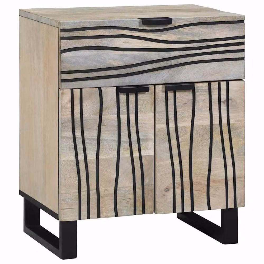 Berkfield Home Traditional Bedside Table with Drawer in White and Black, W: 50 cm, D: 33 cm, H: 60 cm – 2
