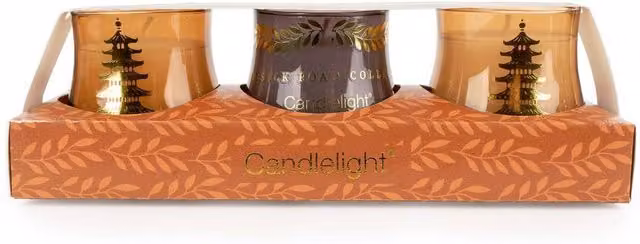 Candlelight Moroccan Spice Mini Votive Candles in Terracotta, Red and Gold, Set of 3 x 100g – 3