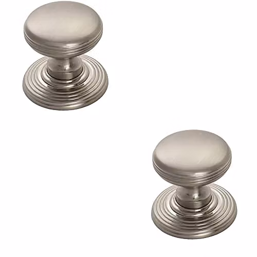 Loops 2 Pack Smooth Ringed Cupboard Door Knobs in Brushed Silver