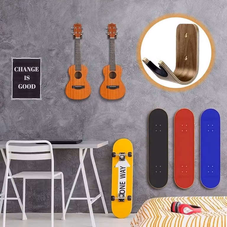 SPETLEK Heavy-Duty Wall Mounted Wood Ukulele Hook in Brown