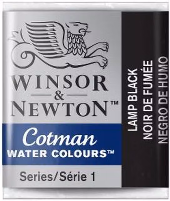 Winsor and Newton Cotman Watercolour Half Pan Paint in Lamp Black