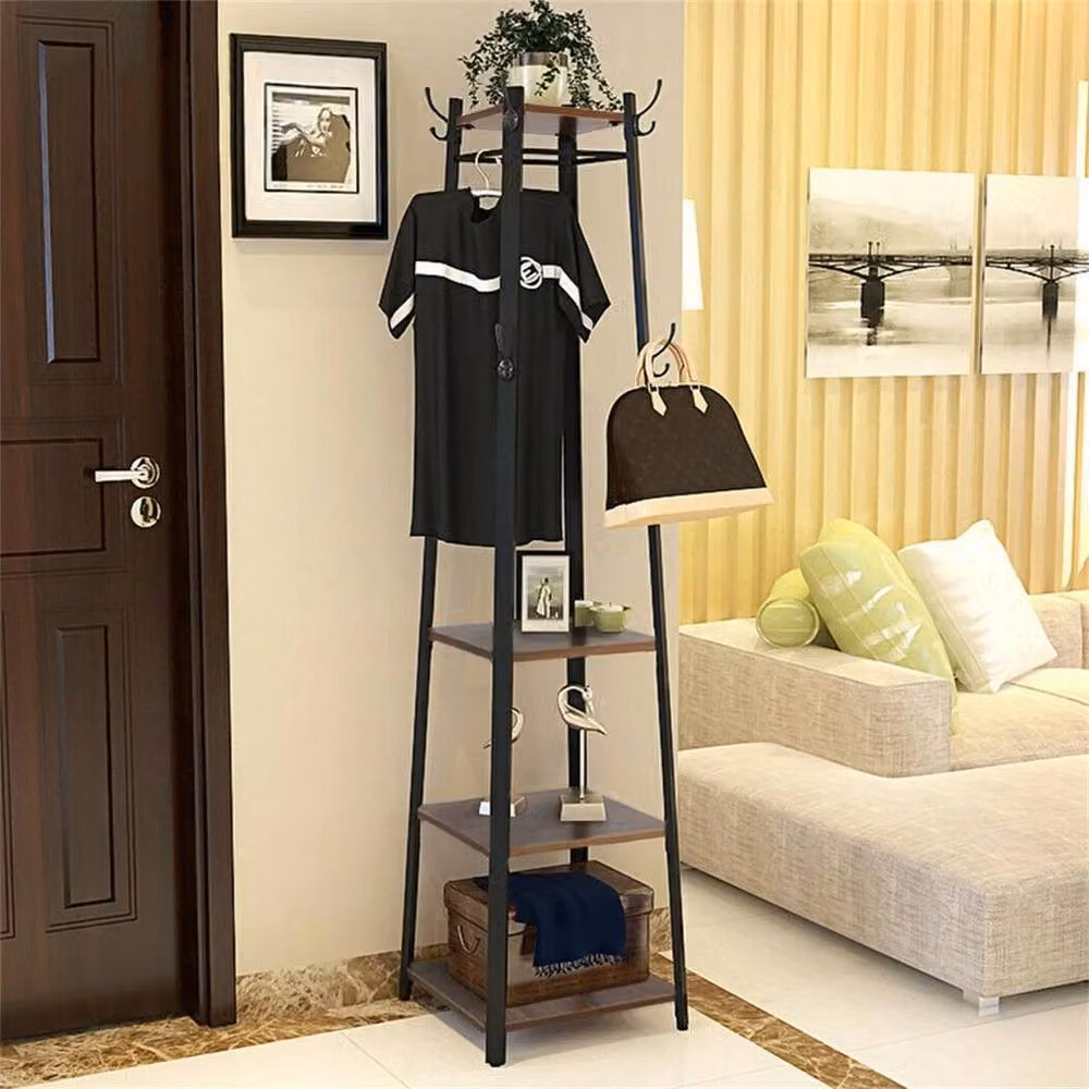 ERGOVEXA Vintage Post Tree Clothes Stand and Garment Rack in Black and Multicolour – 3