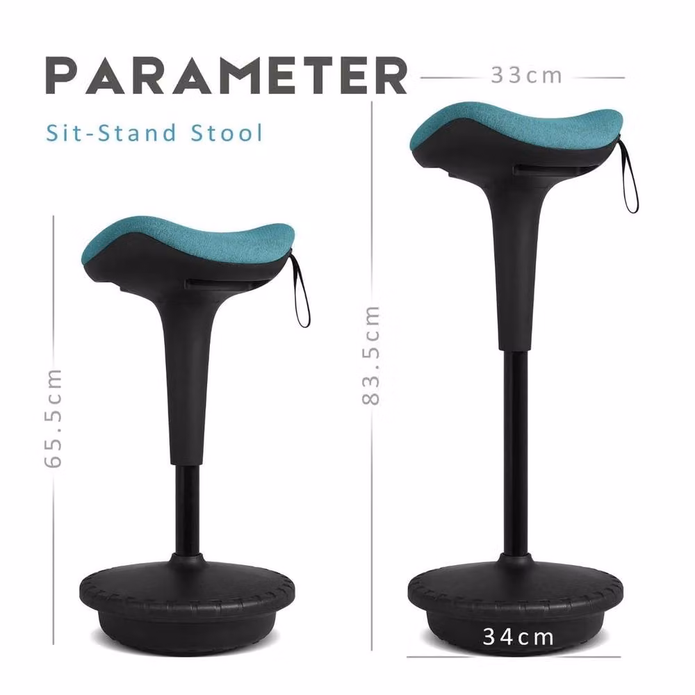 EONLION Ergonomic Standing Office Stool in Blue Petrol Fabric, Height: 100 cm – 2