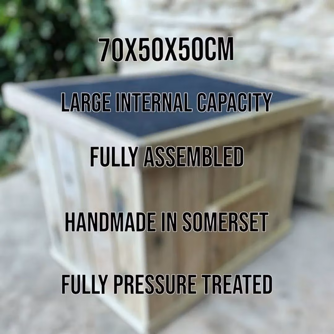 Bespoke Outdoor Rustic Brown Wood Garden Storage Box W/D/H: 50 x 50 x 50 cm – 7