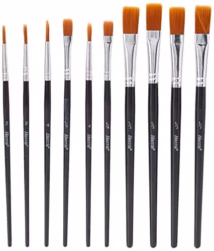 Harris Seriously Good Flat Artist Paint Brushes, 10 Pack in Black and Silver – 2