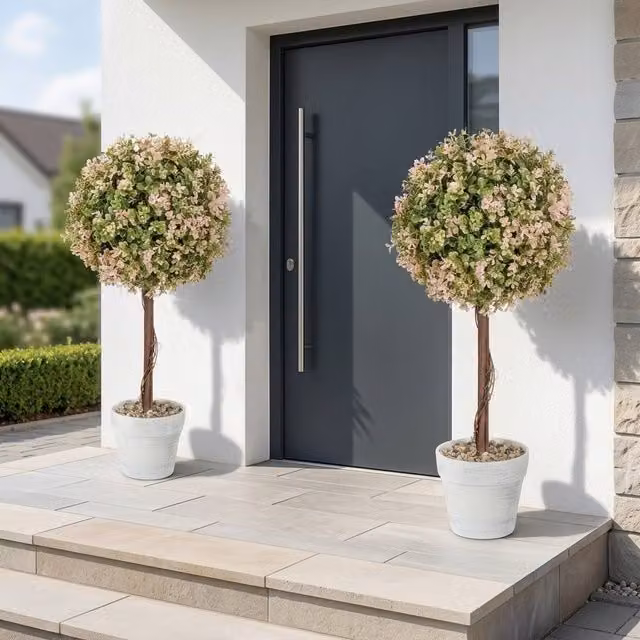 STILVORA Set of 2 Artificial Murraya Plants in Pink Pots, Height: 60 cm