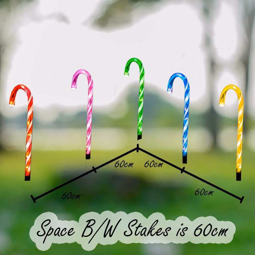 Shatchi Multicolour Candy Cane LED Lights Set of 5 with 8 Modes, H: 55 cm – 2