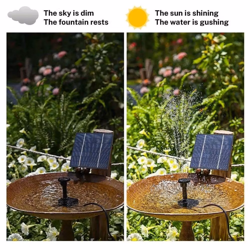 FLAVORA Solar Powered Round Garden Water Fountain in Black – 2