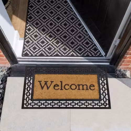 JVL Mila Embossed Coir and Rubber Tuffscrape Doormat in Brown and Beige, W: 45 cm, D: 75 cm – 2