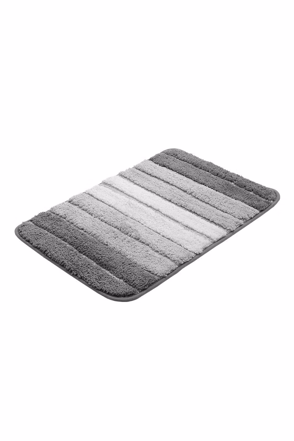 Livingandhome Grey Striped Non-Slip Absorbent Microfibre Bathroom Floor Mat, W: 40 cm, L: 60 cm – 2