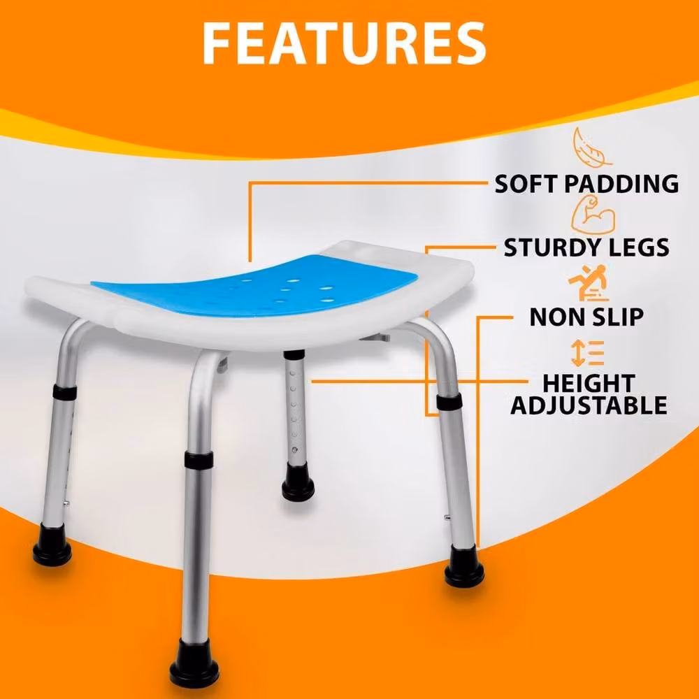 Spetlek Height Adjustable Padded Shower Chair in White – 2