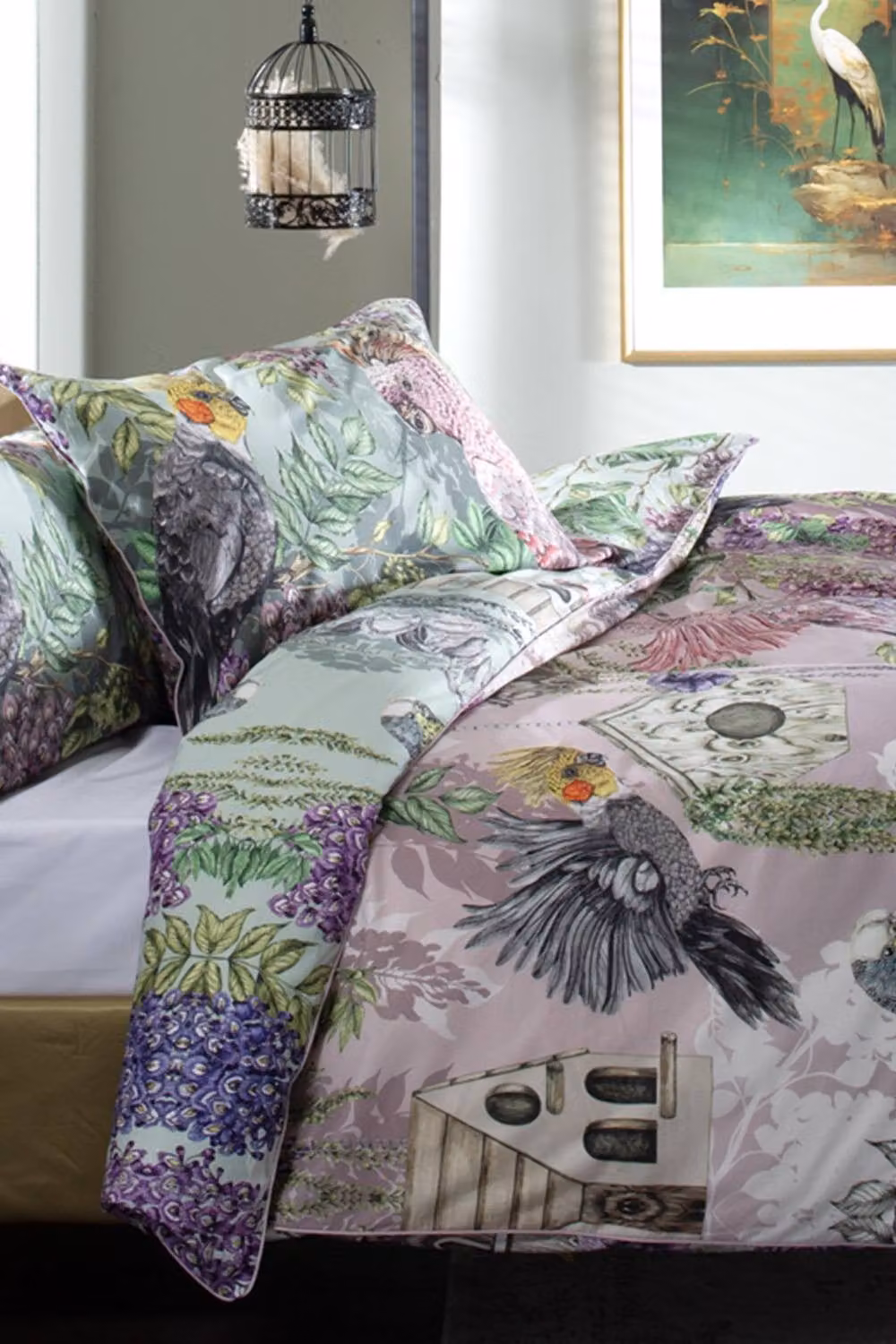 House of Norris Bird Sanctuary Duvet Cover, Multicolour Floral Animal Print, 100% Cotton, W: 140 cm, H: 200 cm – 3