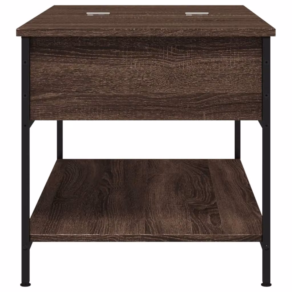 Berkfield Home Brown Oak Coffee Table in Engineered Wood and Metal, W: 100 cm, D: 50 cm, H: 50 cm – 4