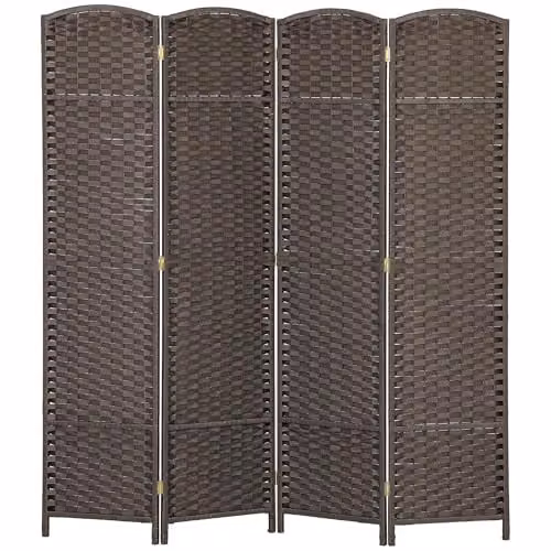 HOMCOM 4 Panel Folding Room Divider Privacy Screen, Brown, H 170 cm x W 160 cm