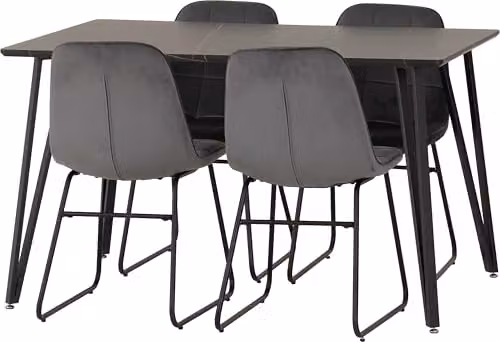 Seconique Marlow and Lukas Dining Set in Black and Grey – 2