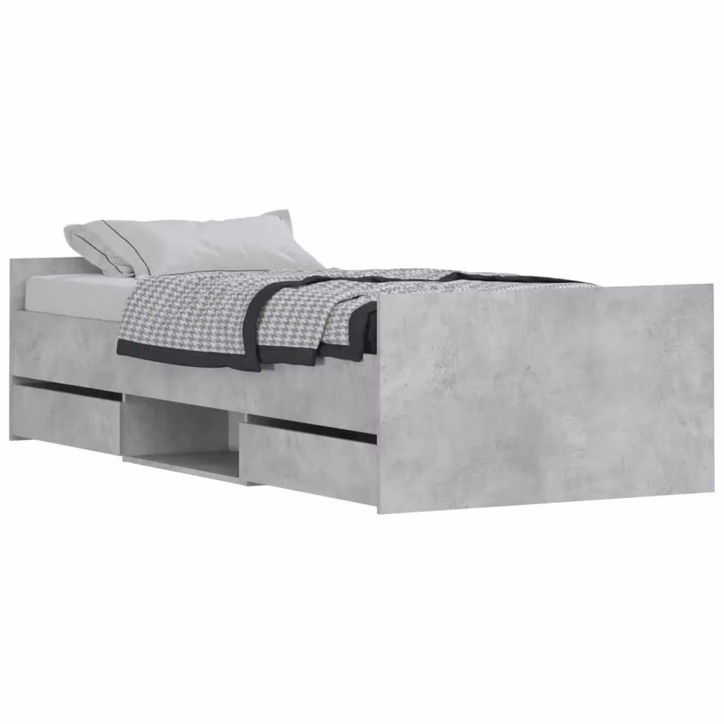Berkfield Home Bed Frame with Headboard and Footboard in Grey, W/D/H: 90 x 200 cm – 2