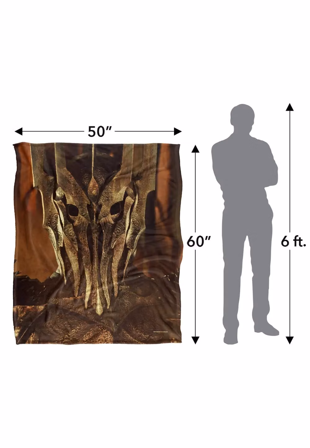 LOGOVISION Lord of the Rings Sauron Bound by Fire Super Soft Microfibre Fleece Throw Blanket, Multicolour and White, W/D/H: 152 x 127 cm – 7