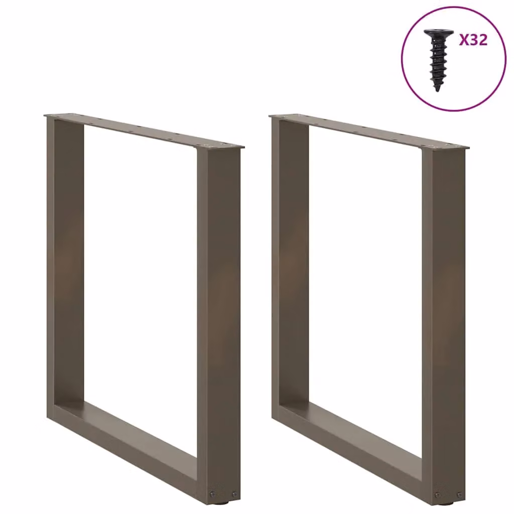 Berkfield Home U-Shaped Coffee Table Legs, 2 Pieces, Brown Steel, H: 90 cm, W: 72.5 cm – 2