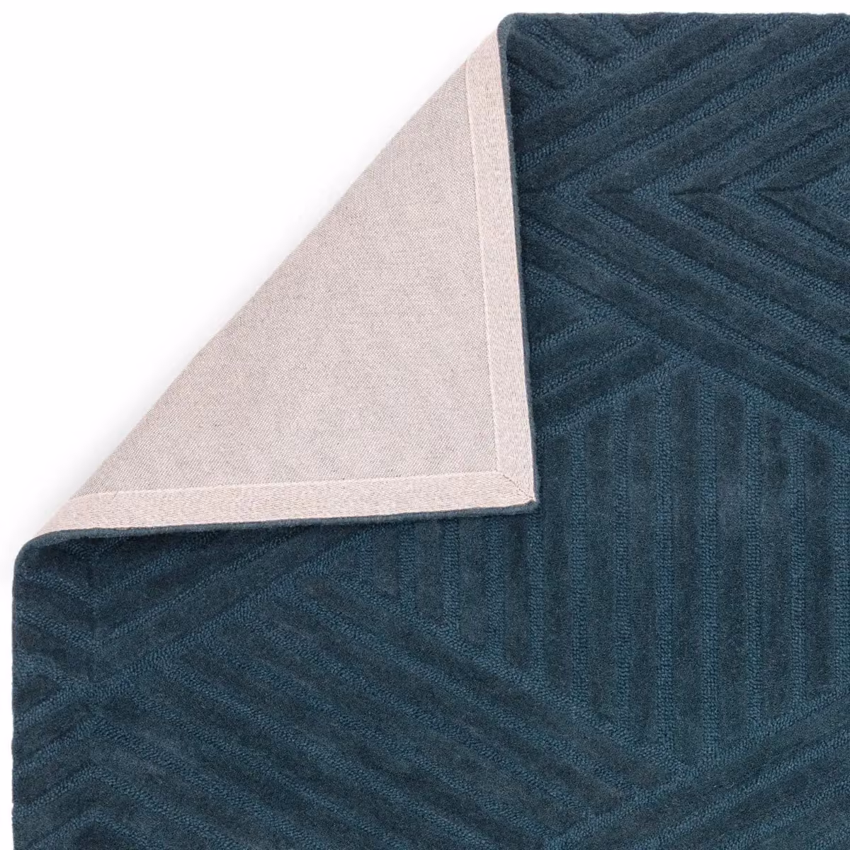The Rug Shop UK Petrol Teal Handmade Wool Modern Geometric Easy To Clean Area Rug W: 160 cm, D: 230 cm – 3