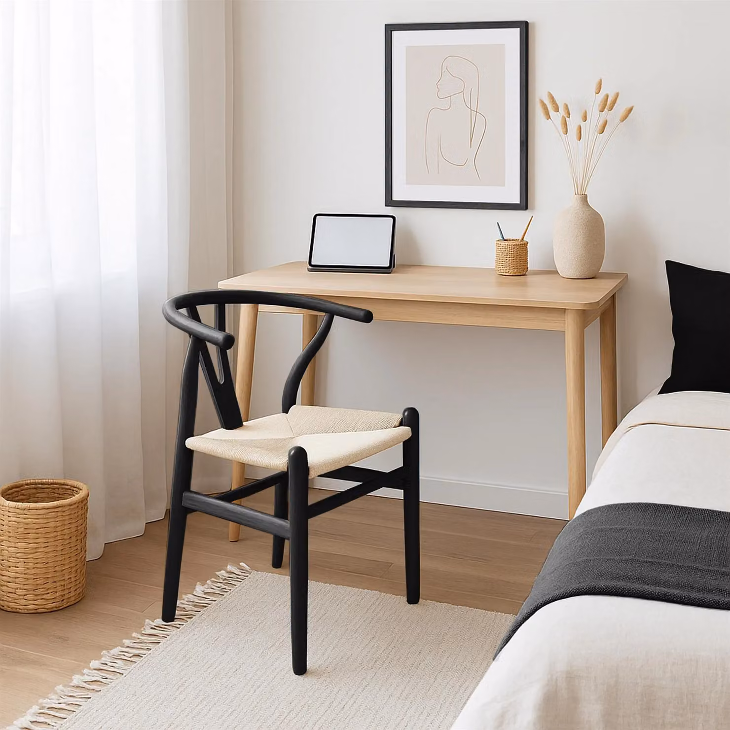 Nicholas Winter Set of 2 Black Scandi Style Beech Wood Dining Chairs – 3