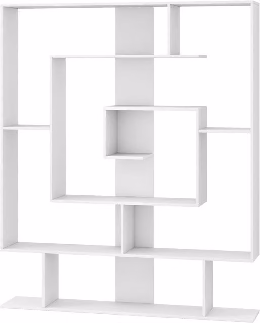 Costway 7-Tier Geometric Bookshelf in White
