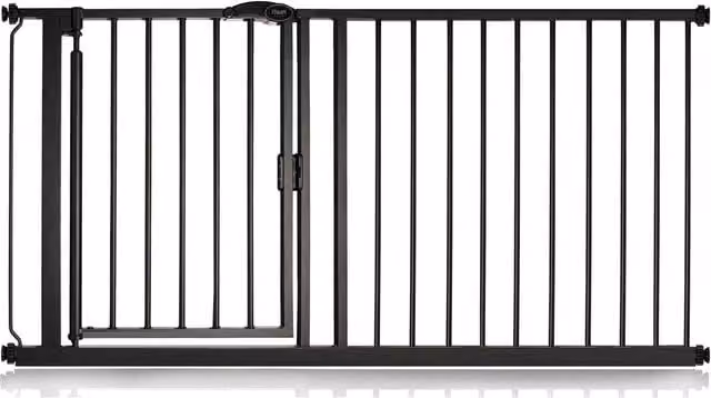 Safetots Pressure Fit Self Closing Stair Gate in Matt Black, Width: 154.5 cm to 161.2 cm