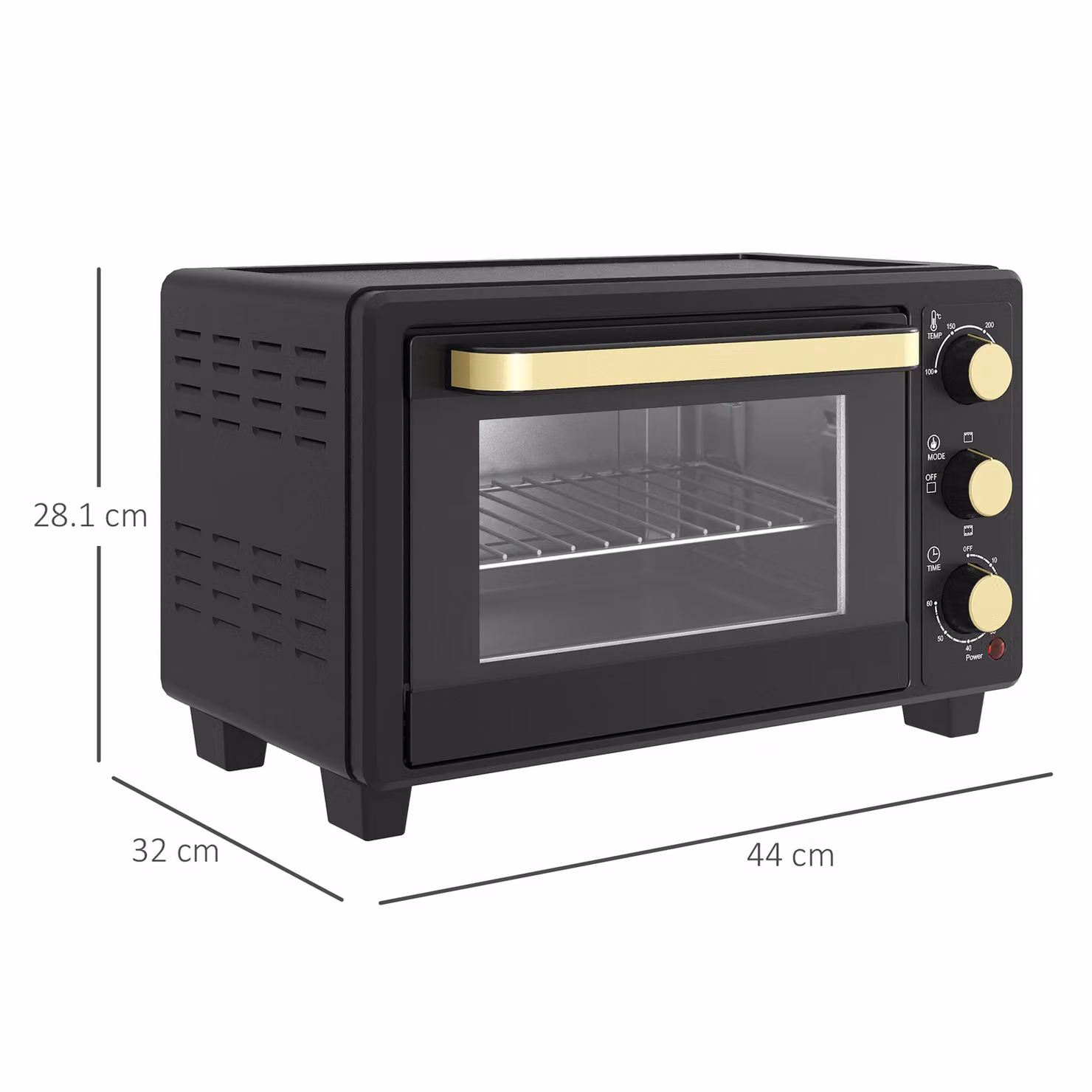 HOMCOM 16L Mini Countertop Electric Grill and Toaster Oven in Black – 3