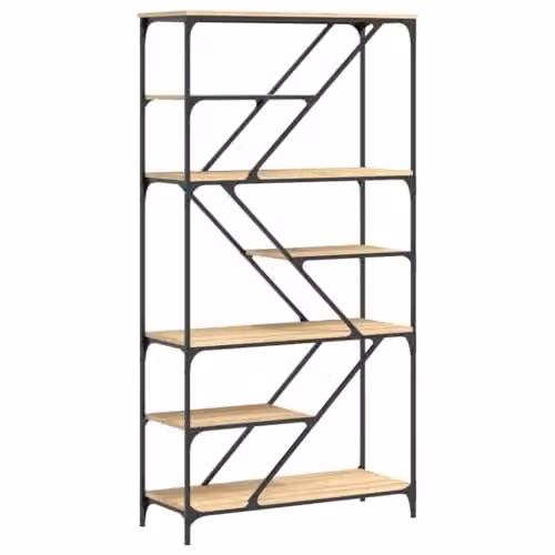 vidaXL Industrial Bookshelf in Brown, W/D/H: 91 x 36 x 176 cm, Wood and Metal – 1