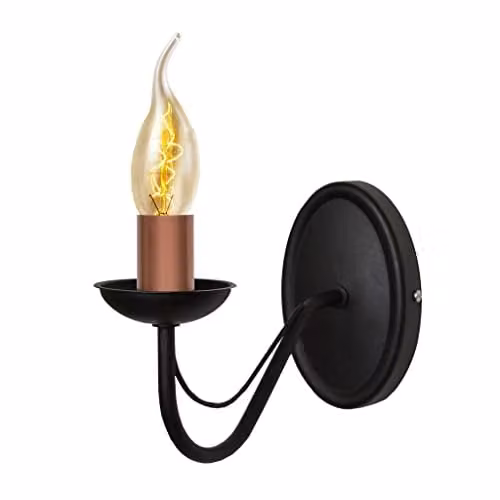 Netlighting Helam Malbo Candle Wall Lamp in Black and Copper