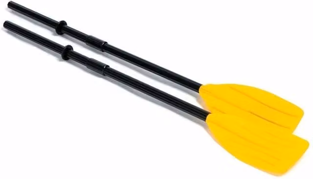 Intex French Boat Inflatable Dinghy with Oars and Paddle Set, Yellow and Black