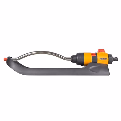 Hozelock Rectangular Oscillating Sprinkler Plus with 16 Jets and Flow Control in Grey and Yellow, 220 m² Coverage – 1