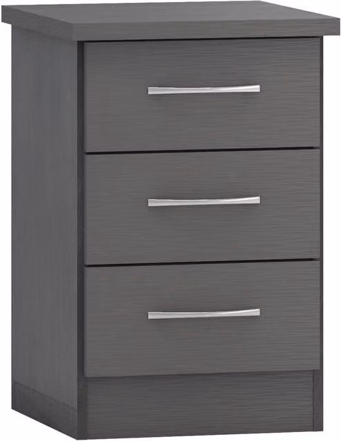 FORGEVIO Grey 3D Effect 3 Drawer Bedside Chest Storage Shelf – 1