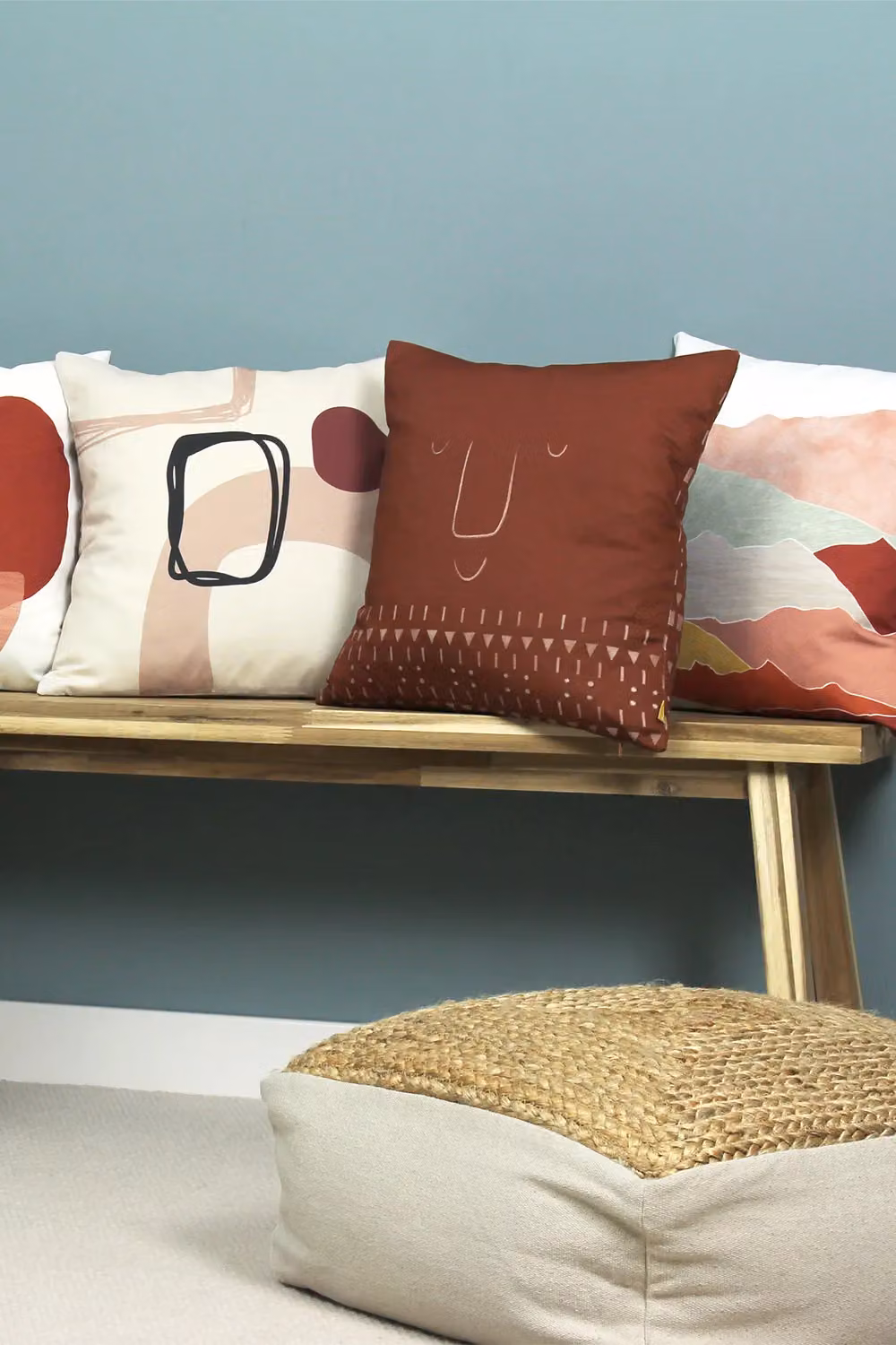 Furn Pacha Graphic Square Cushion in Terracotta and Multicolour, W/D/H: 43 x 43 x 43 cm – 4