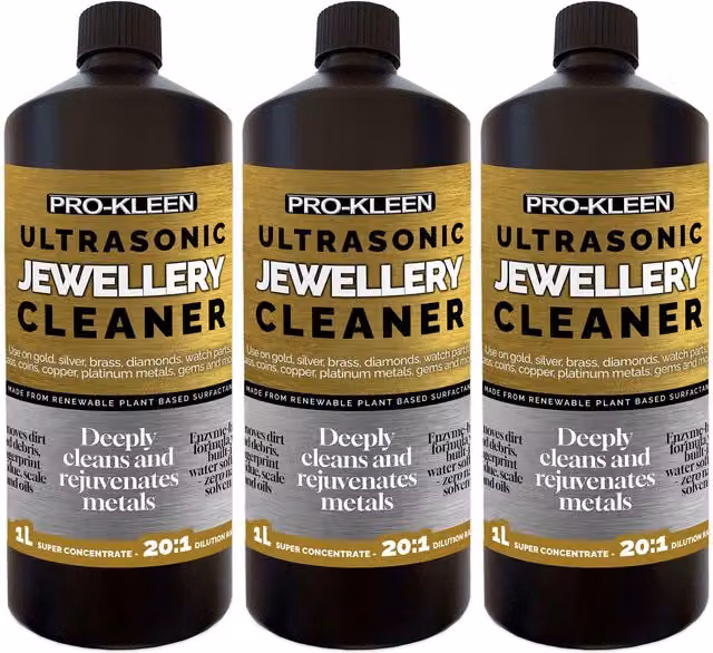 ProKleen Ultrasonic Jewellery Cleaner Concentrated Solution, 3 x 1L, Transparent – 1